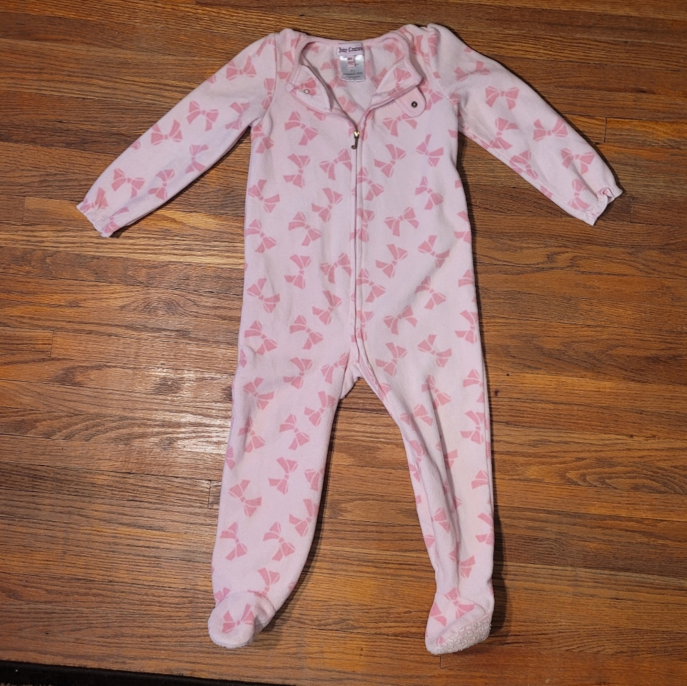 Juicy Couture Pink Bow Pattern One Piece Toddler Footie 4T